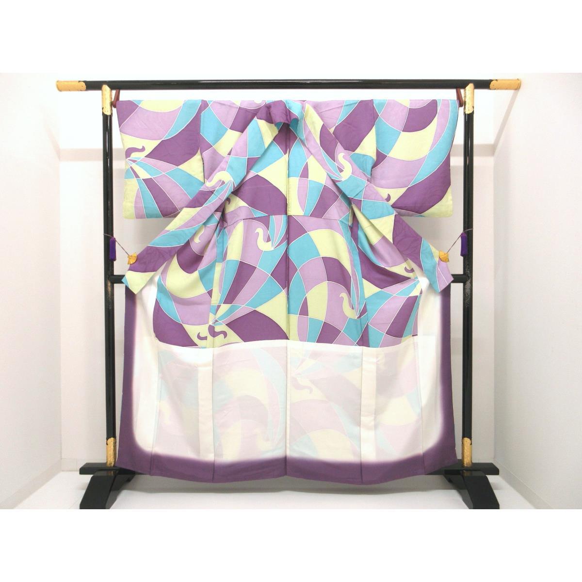 小紋　身幅Ｌ寸　胴抜き仕立て