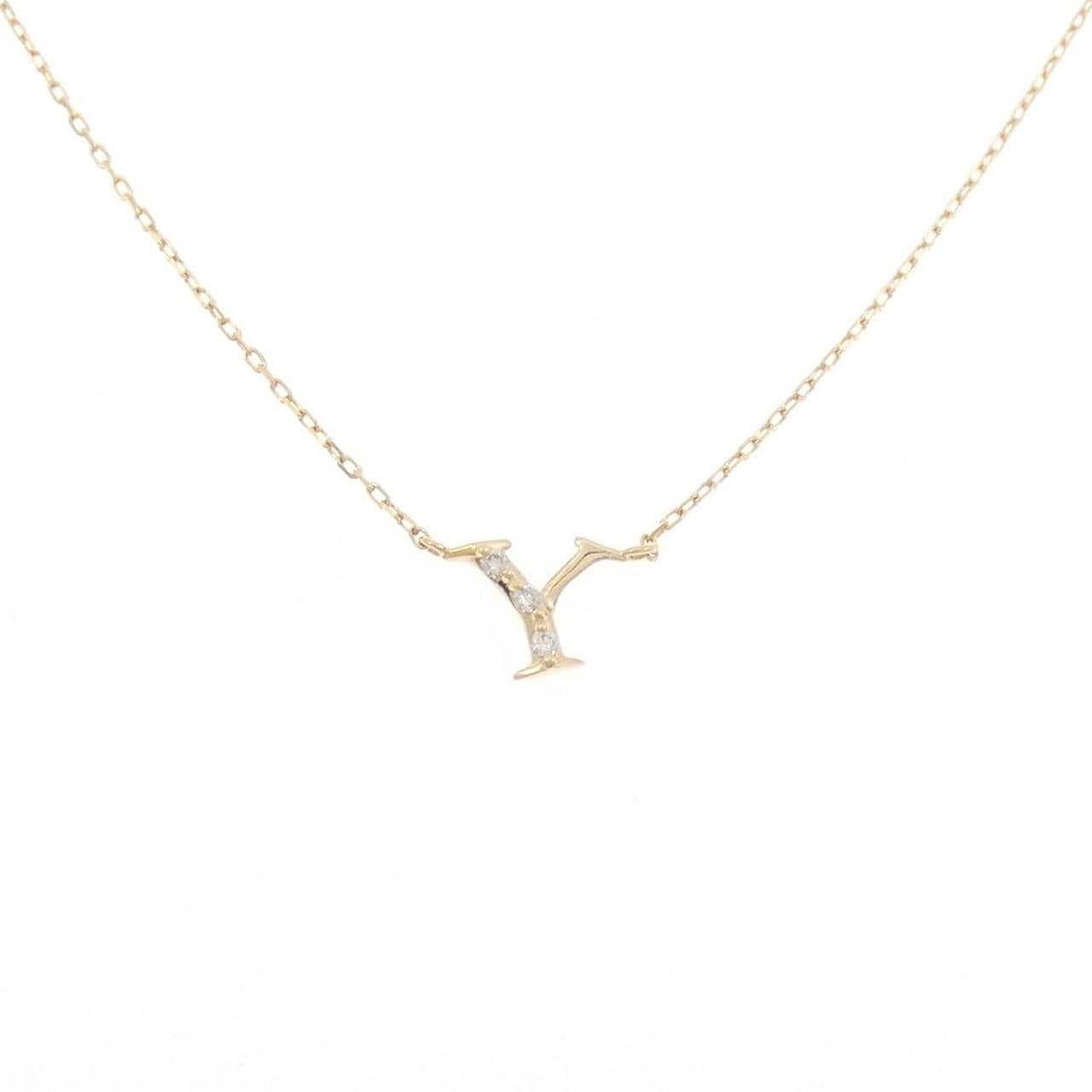 K18YG イニシャルY ダイヤモンド ネックレス