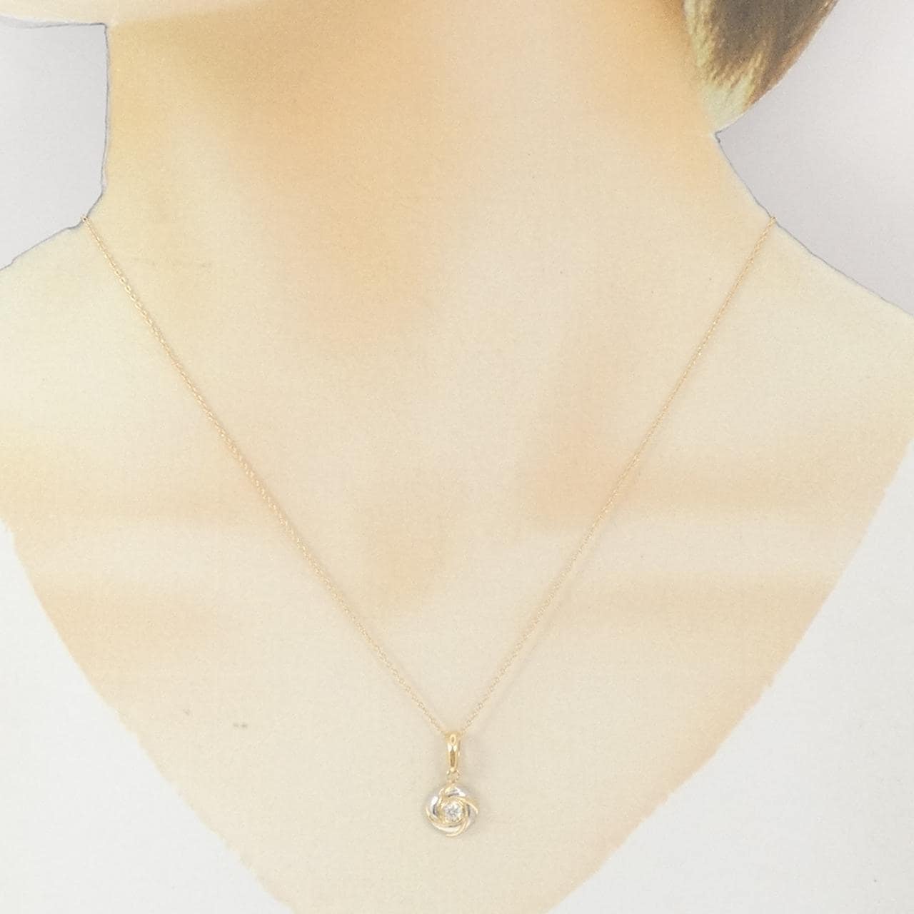 K18YG/PT900 ダイヤモンド ネックレス 0.10CT