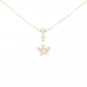 K18YG バタフライ ダイヤモンド ネックレス 0.37CT