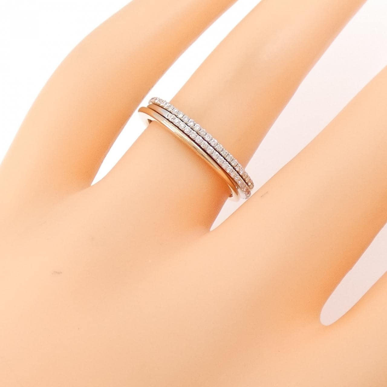 K18スリーカラー ダイヤモンド リング 0.22CT