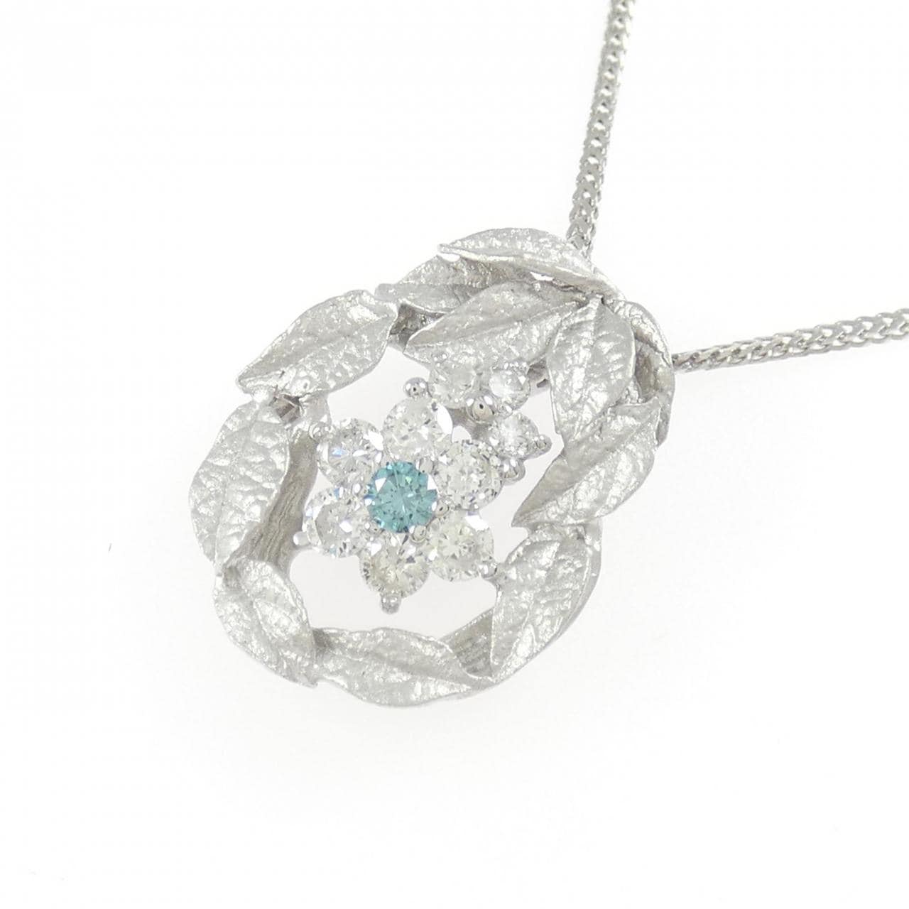 K18WG フラワー ダイヤモンド ネックレス 0.57CT