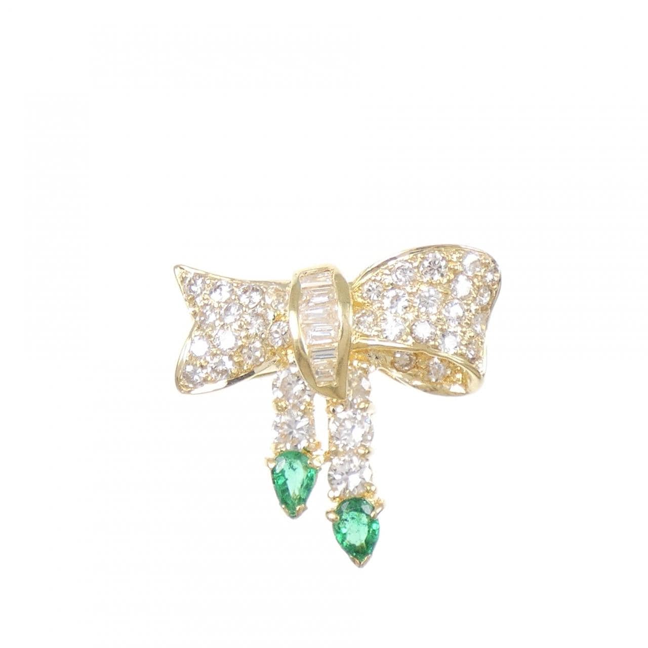 K18YG リボン エメラルド リング 0.25CT