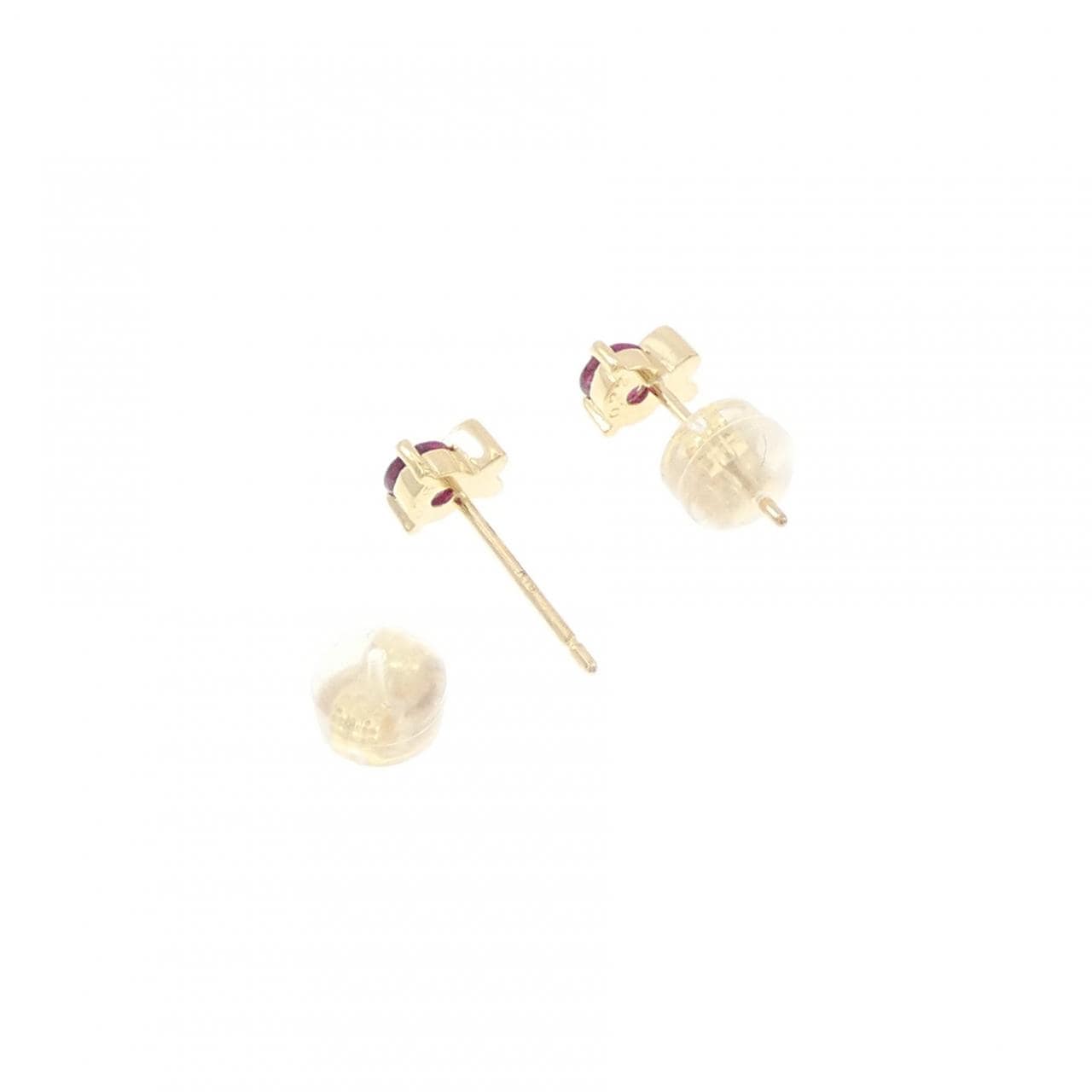 K18YG ハート ルビー ピアス 0.48CT