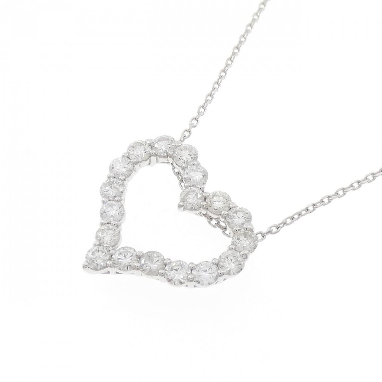 K18WG ハート ダイヤモンド ネックレス 1.00CT