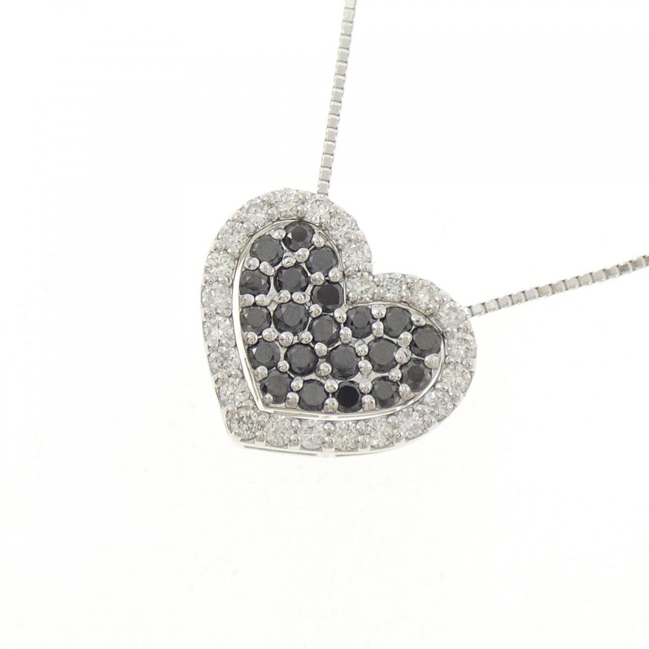 K18WG 2WAY ハート ダイヤモンド ネックレス 0.53CT
