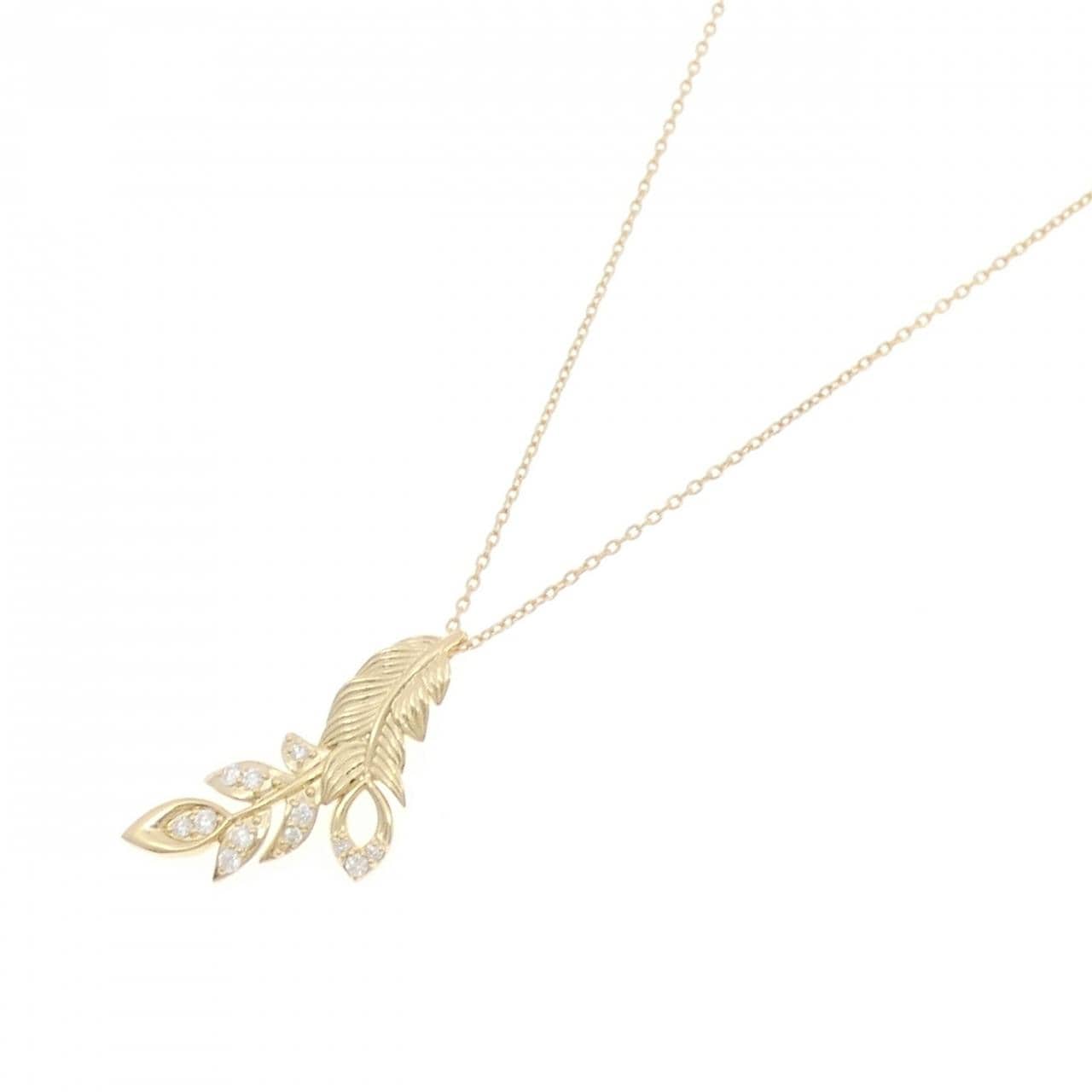 K18YG リーフ ダイヤモンド ネックレス 0.23CT