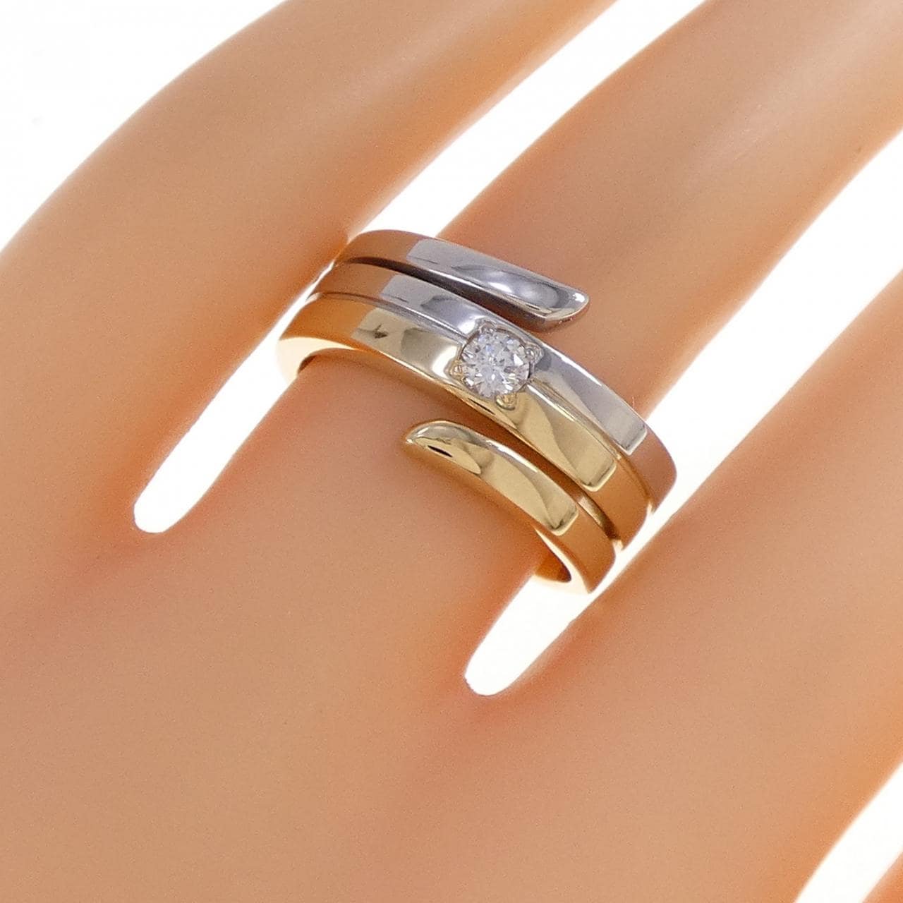 K18YG/PT900 ダイヤモンド リング 0.13CT