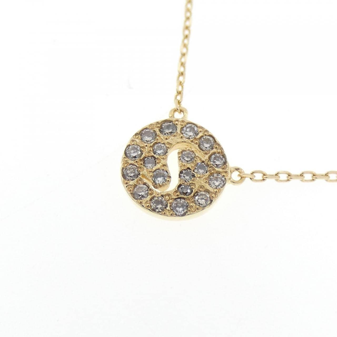 K10YG イニシャルS ダイヤモンド ネックレス