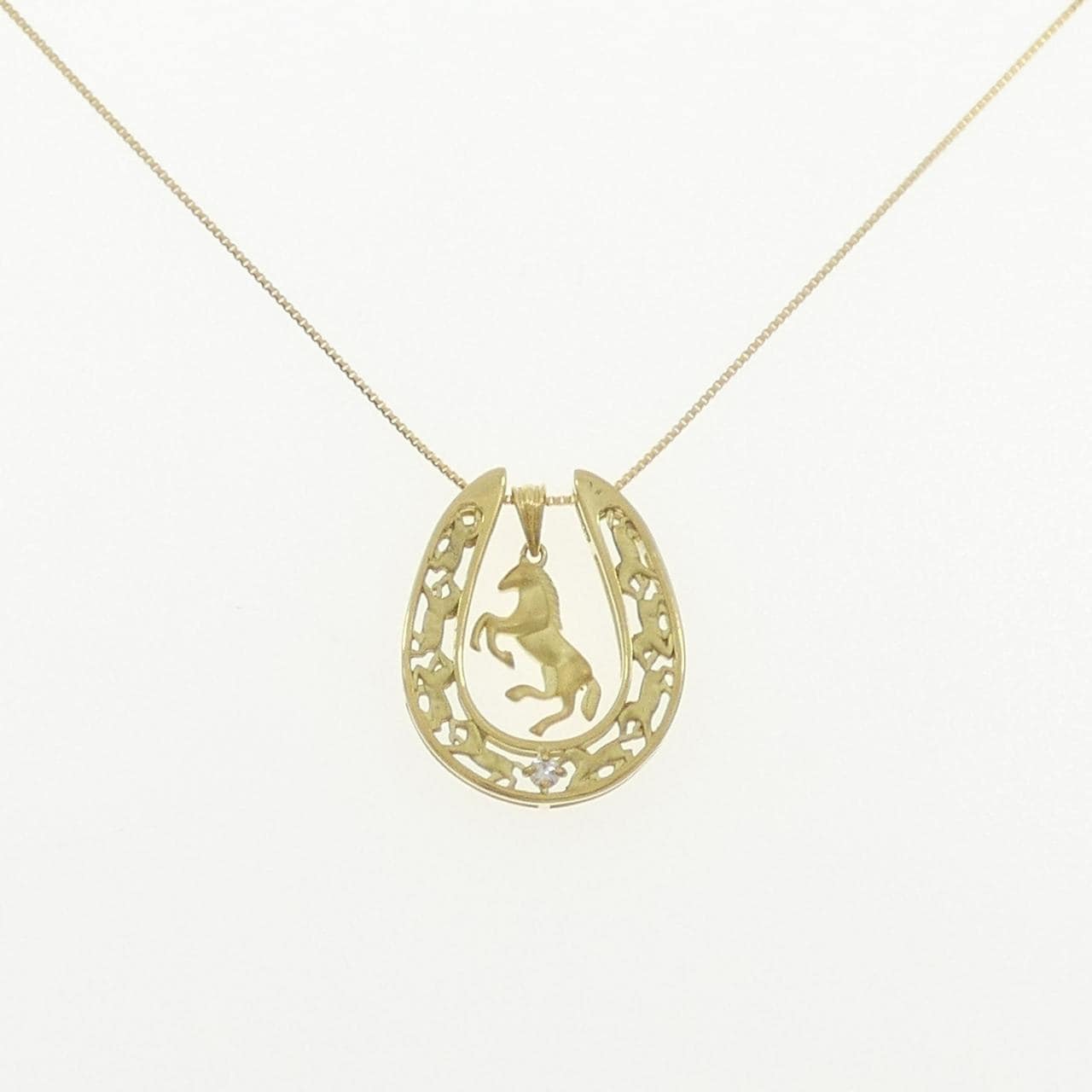 【新品】K18YG ホース ダイヤモンド ネックレス 0.02CT