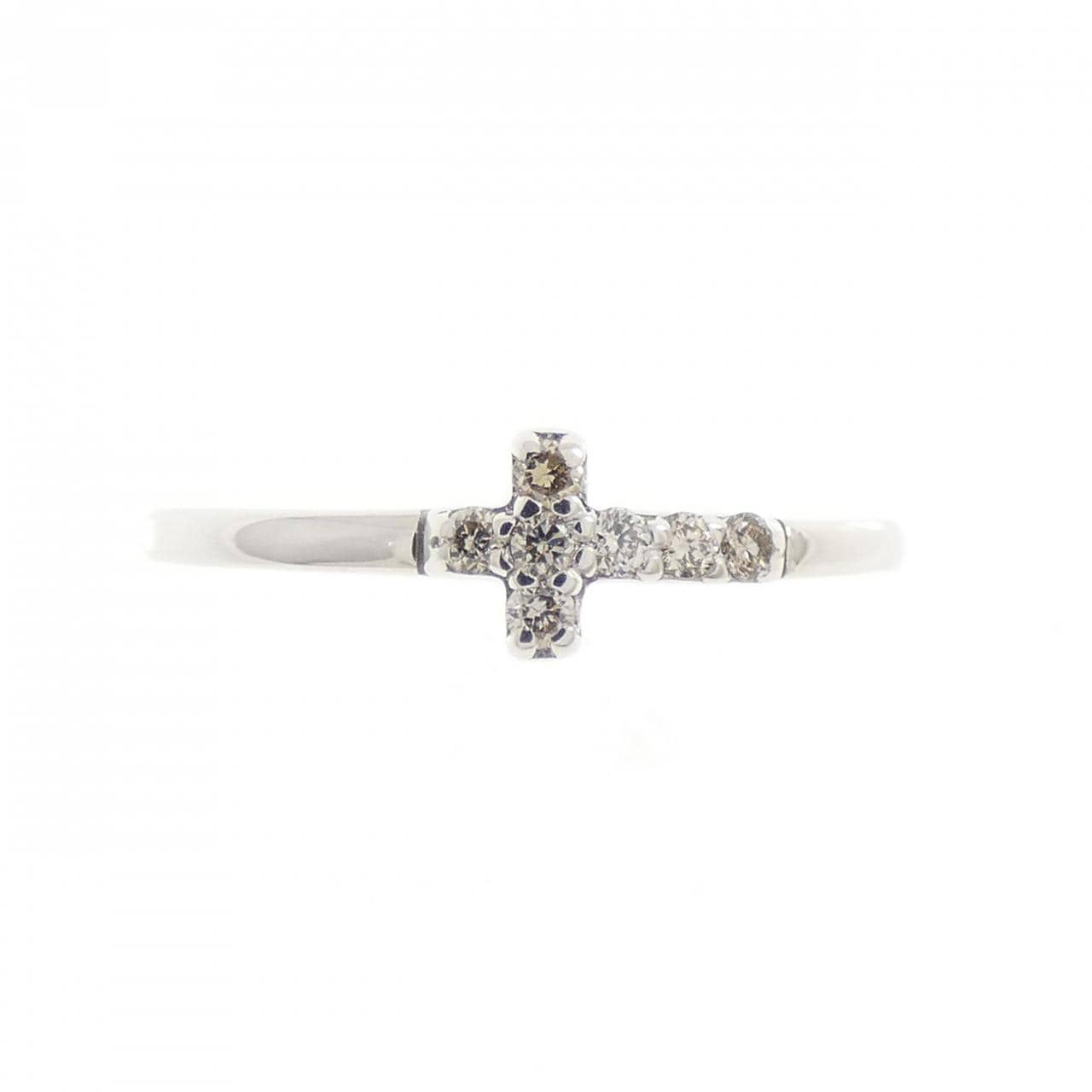 K10WG クロス ダイヤモンド リング 0.06CT