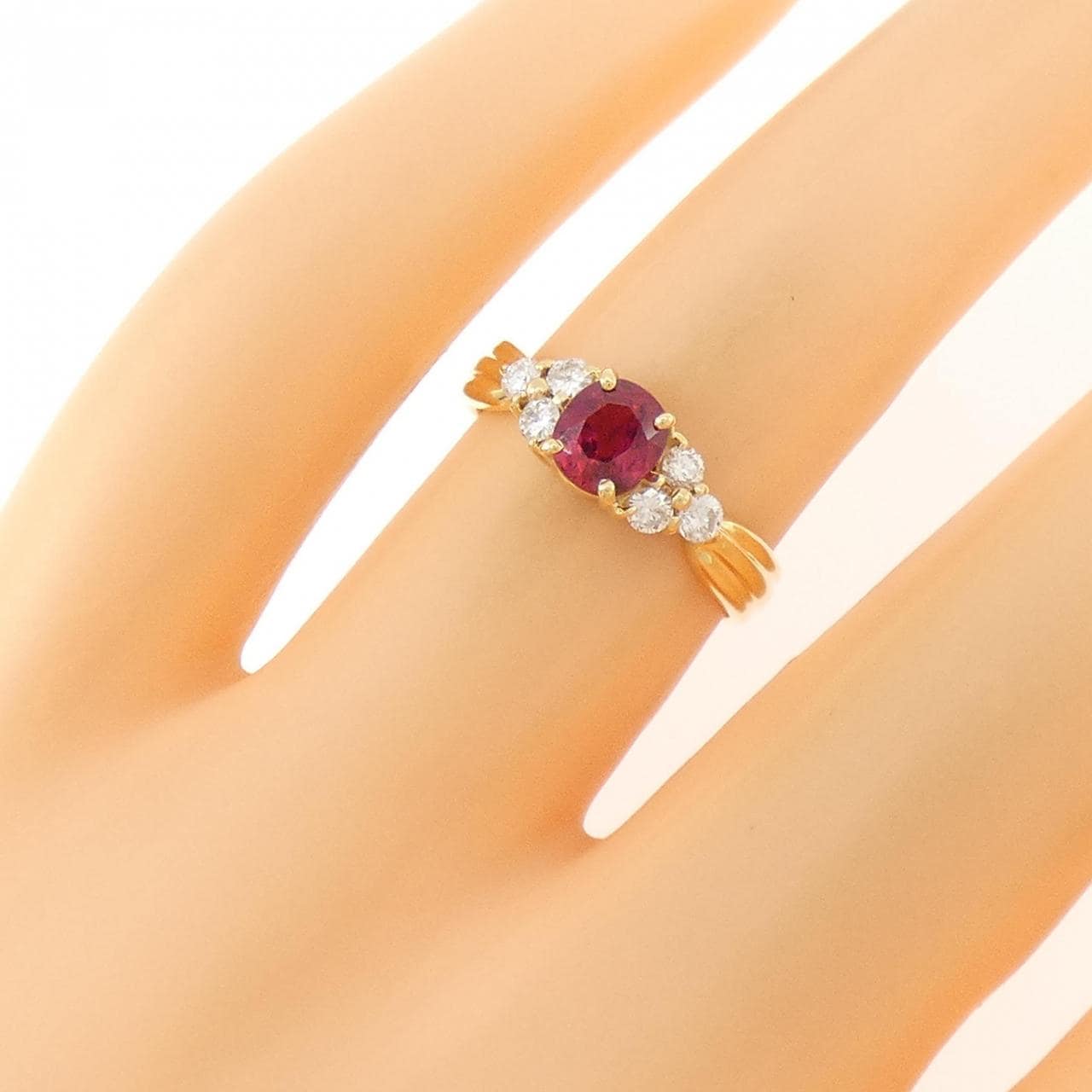 K18YG ルビー リング 0.64CT