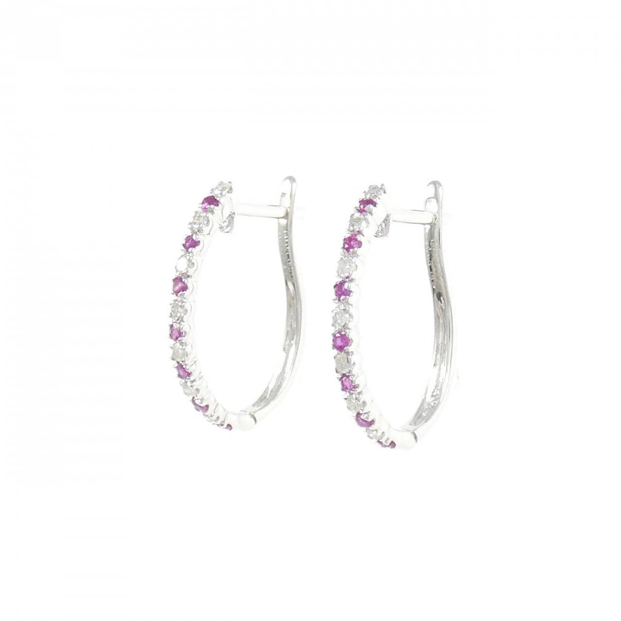 K18WG ルビー ピアス 0.18CT