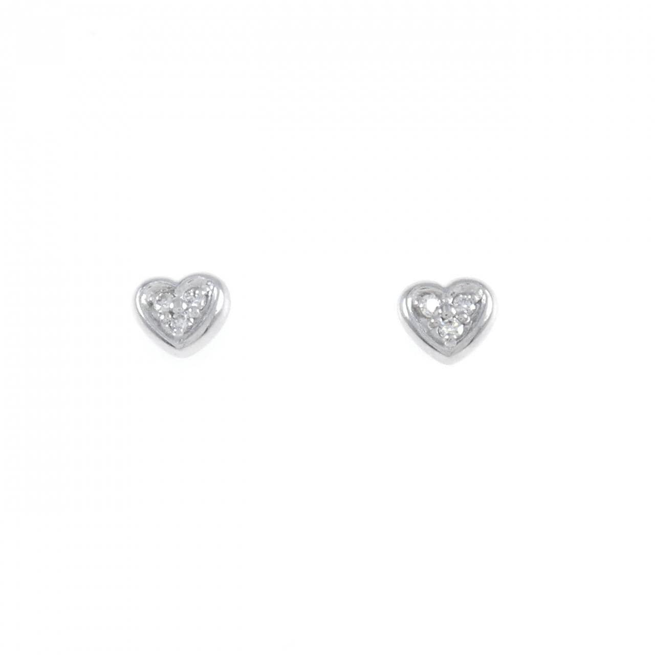 K18WG 心形钻石耳环 0.06CT