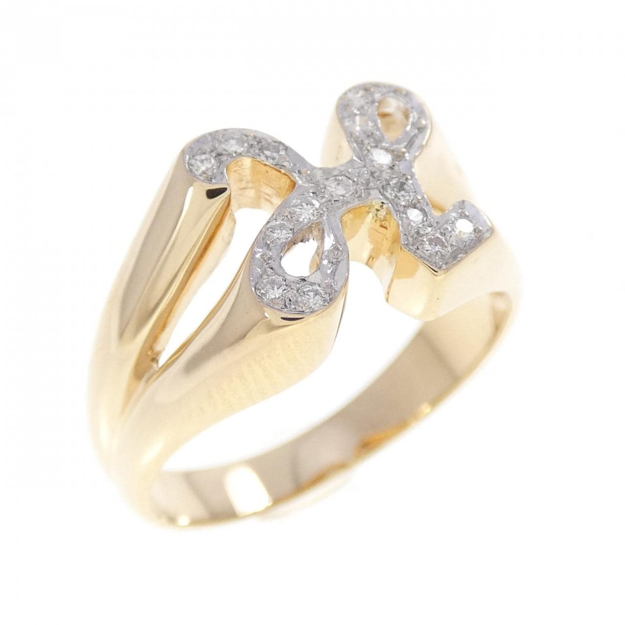 KT18YG/KT18WG イニシャルH ダイヤモンド リング