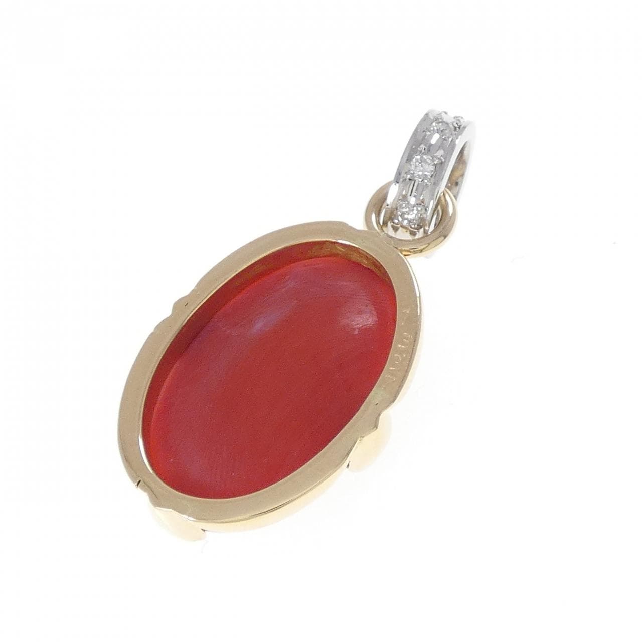 K18YG/PT900 サンゴ ペンダント 13.37CT