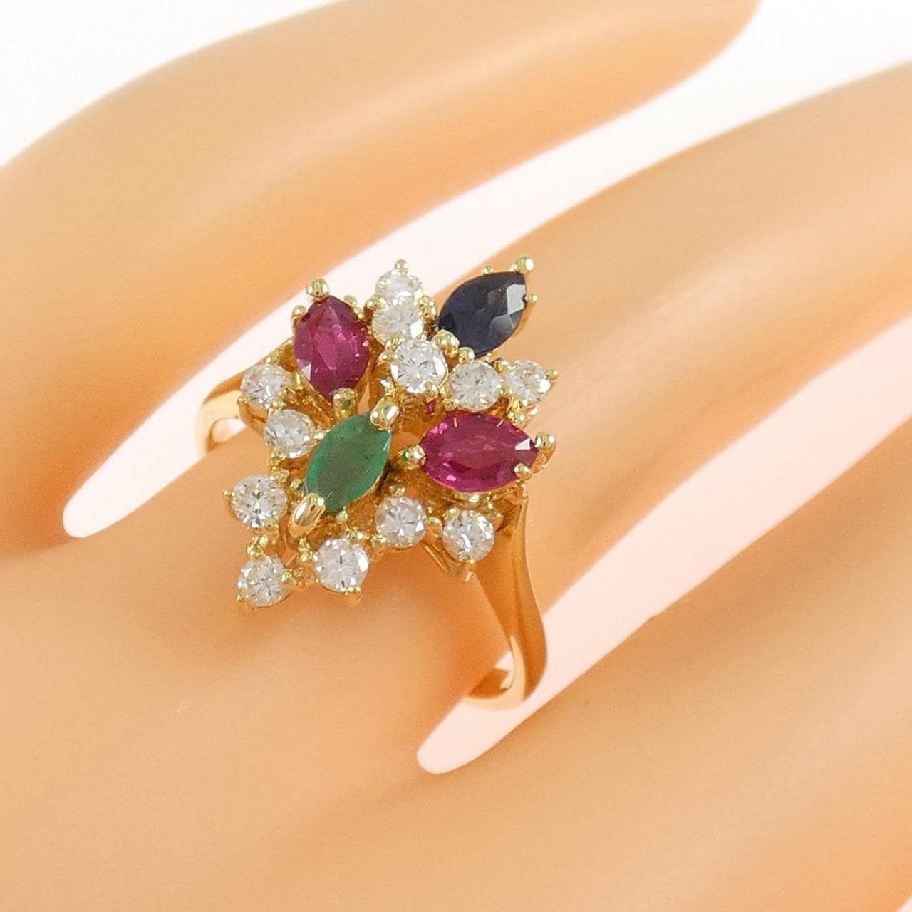 750YG カラーストーン リング