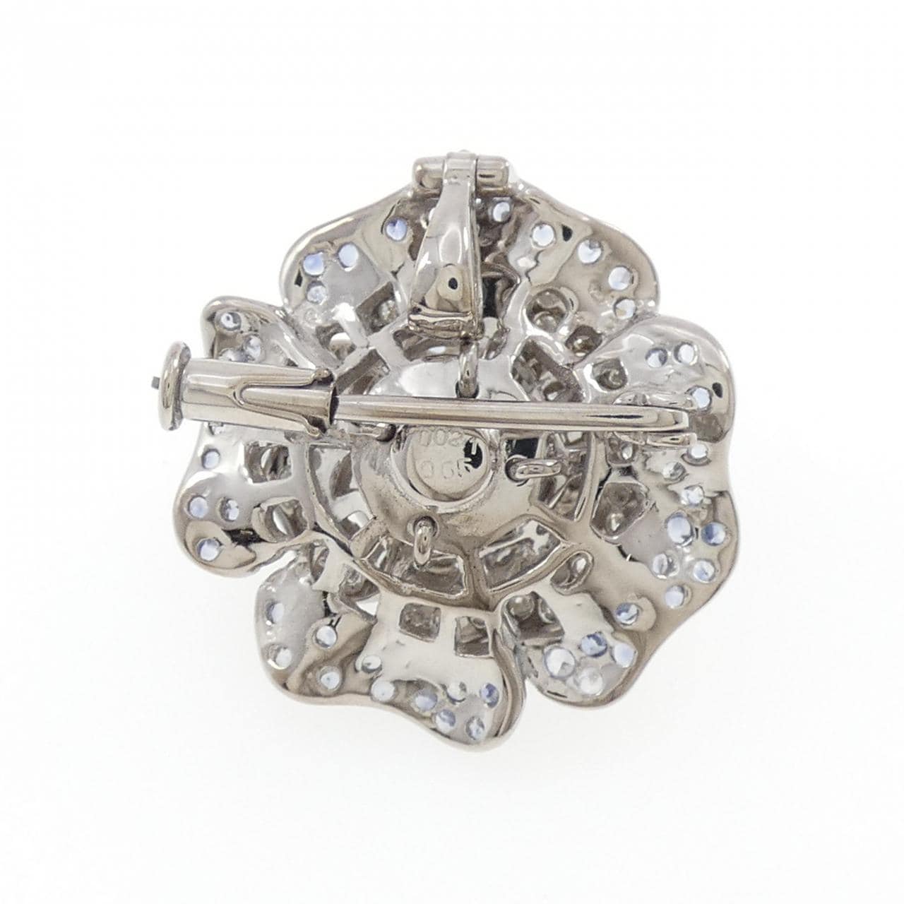 K18WG ローズ サファイヤ ブローチ 0.65CT
