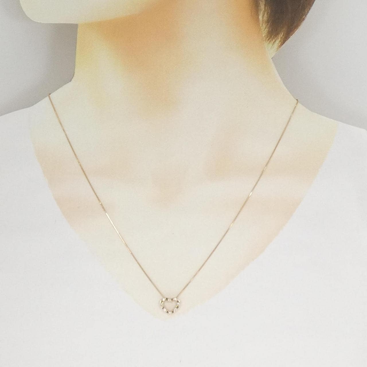 K18PG ハート ダイヤモンド ネックレス 0.08CT