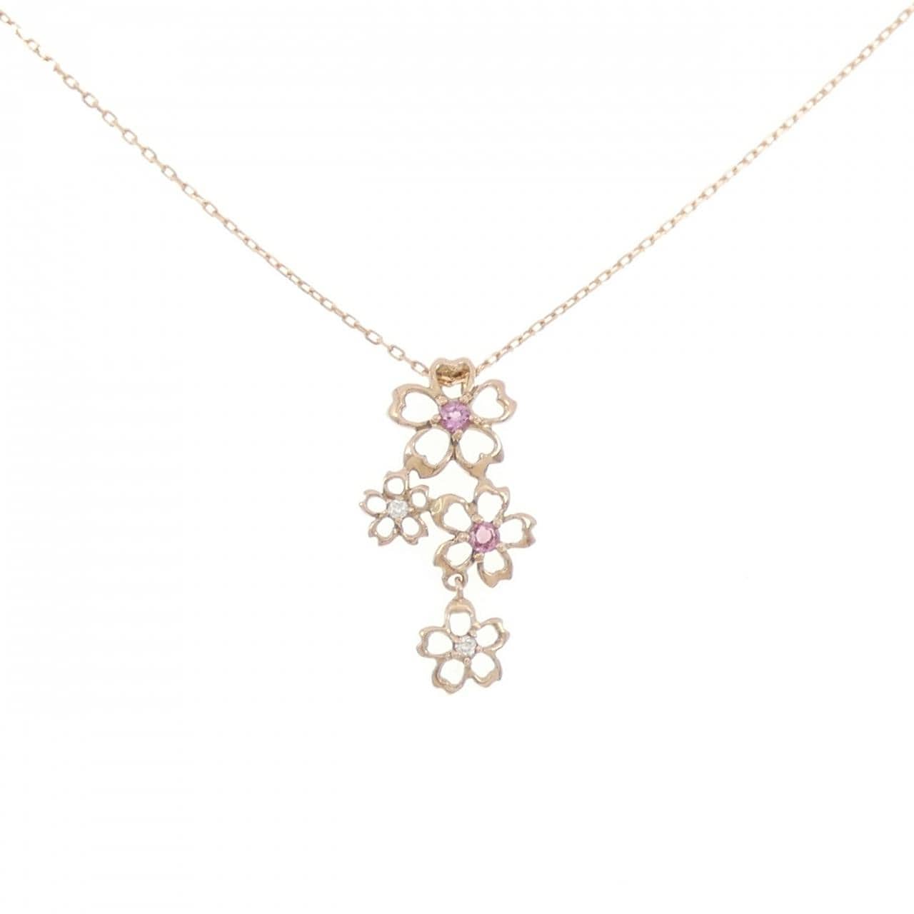 K18PG 花朵碧玺项链