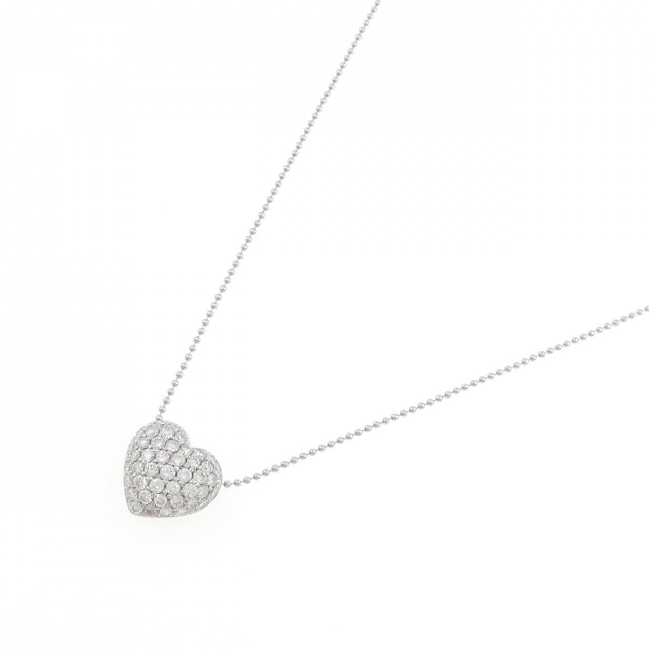 PT900/PT850 パヴェ ハート ダイヤモンド ネックレス 0.80CT