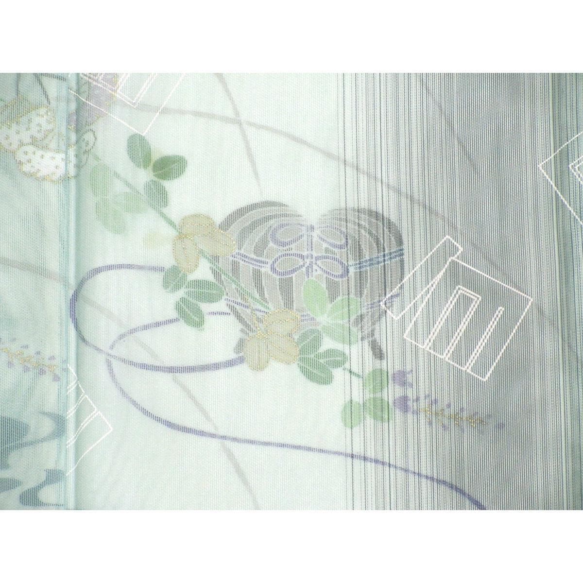 単衣　紗無双訪問着　友禅金彩加工　裄丈Ｓ寸