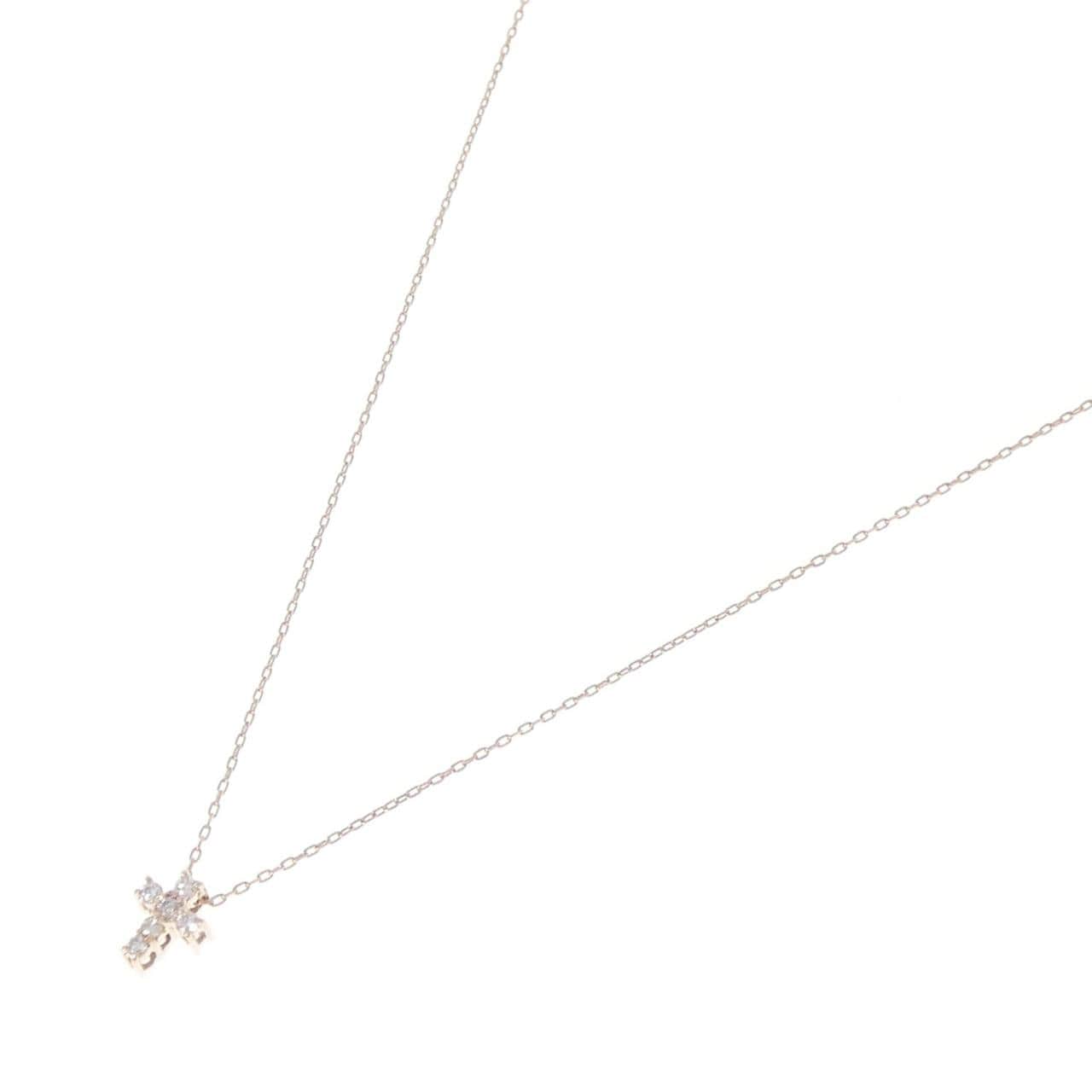 K10PG クロス ダイヤモンド ネックレス 0.06CT