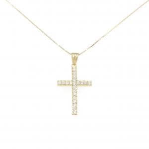 K18YG クロス ダイヤモンド ネックレス 0.45CT