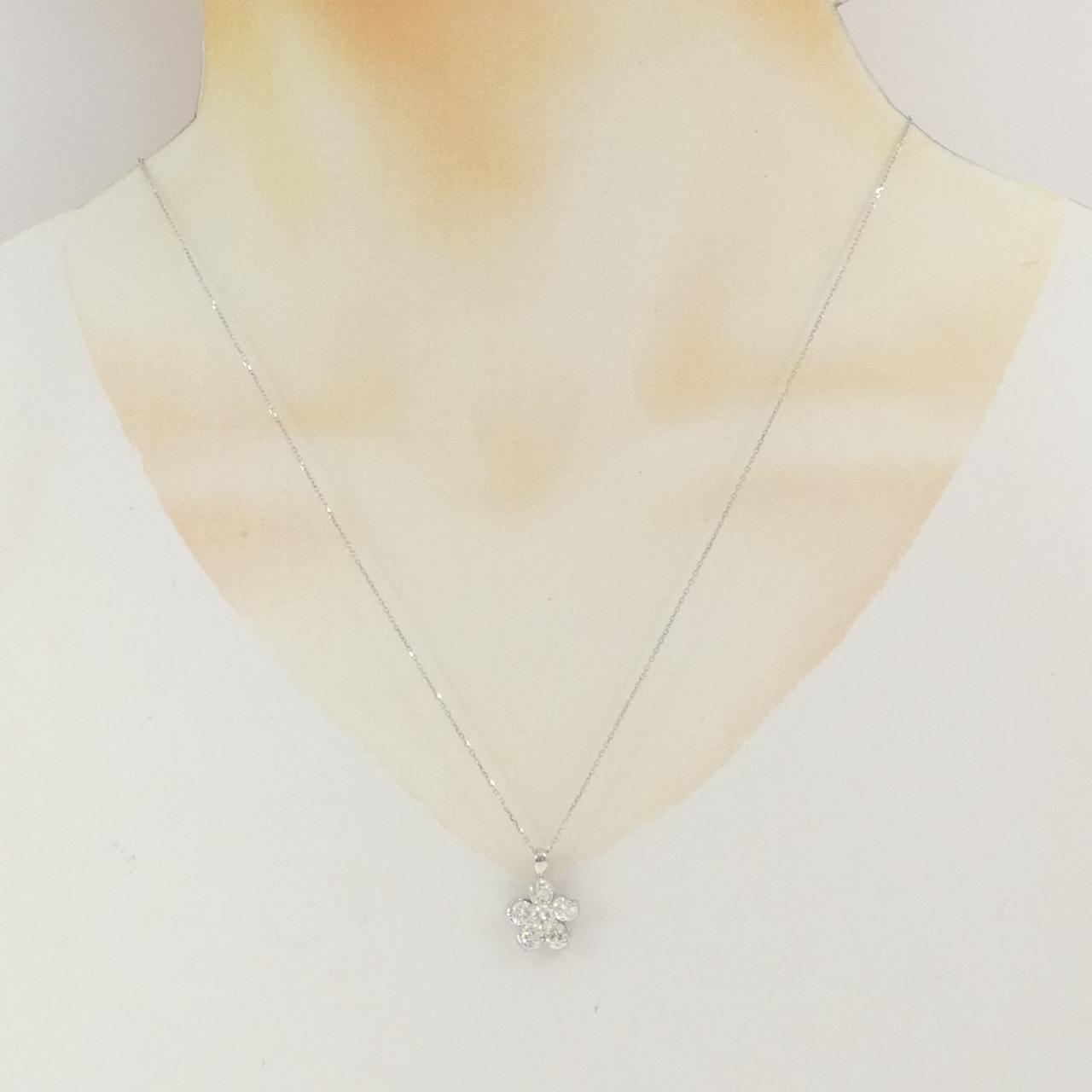 PT900/PT850 フラワー ダイヤモンド ネックレス 1.32CT