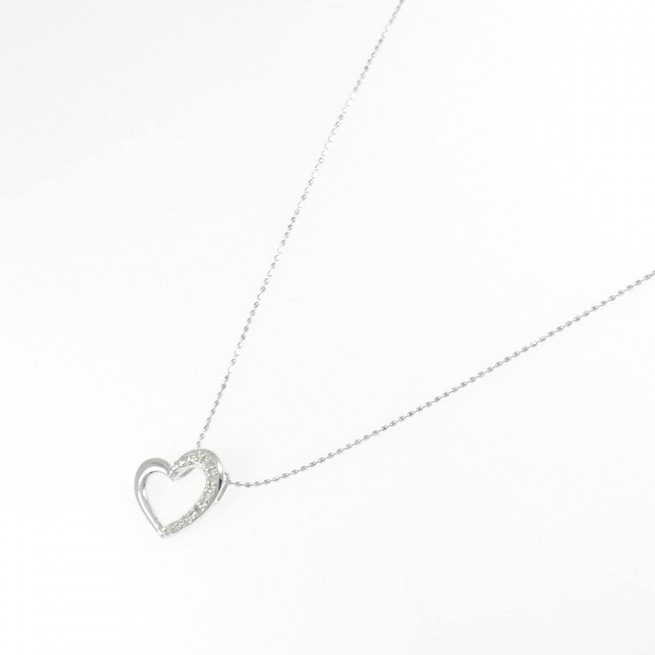 K14WG/14KWG ハート ダイヤモンド ネックレス 0.07CT