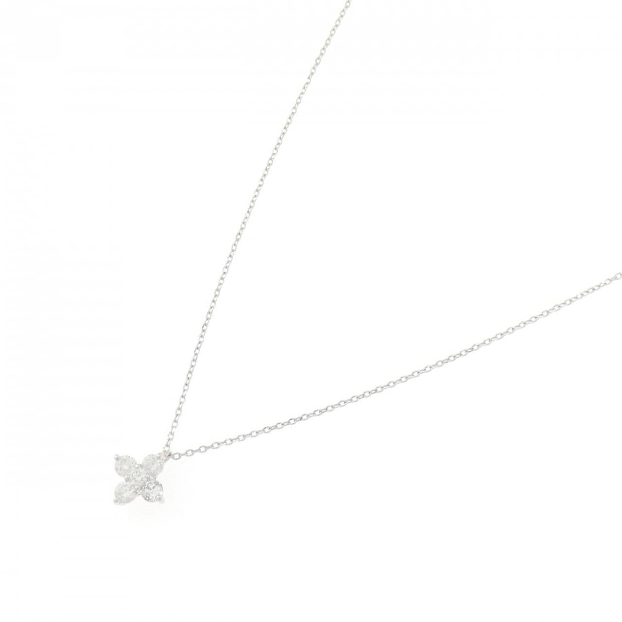 PT900/PT850 フラワー ダイヤモンド ネックレス 0.18CT