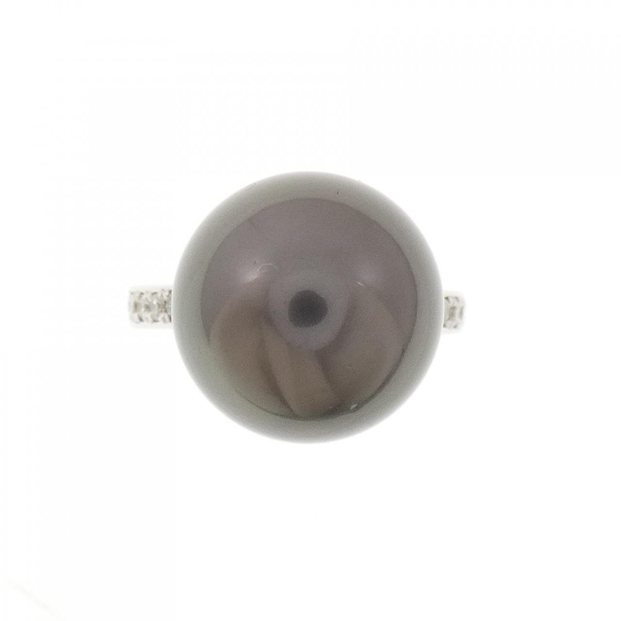 K18WG 黒蝶パール リング 13.3mm