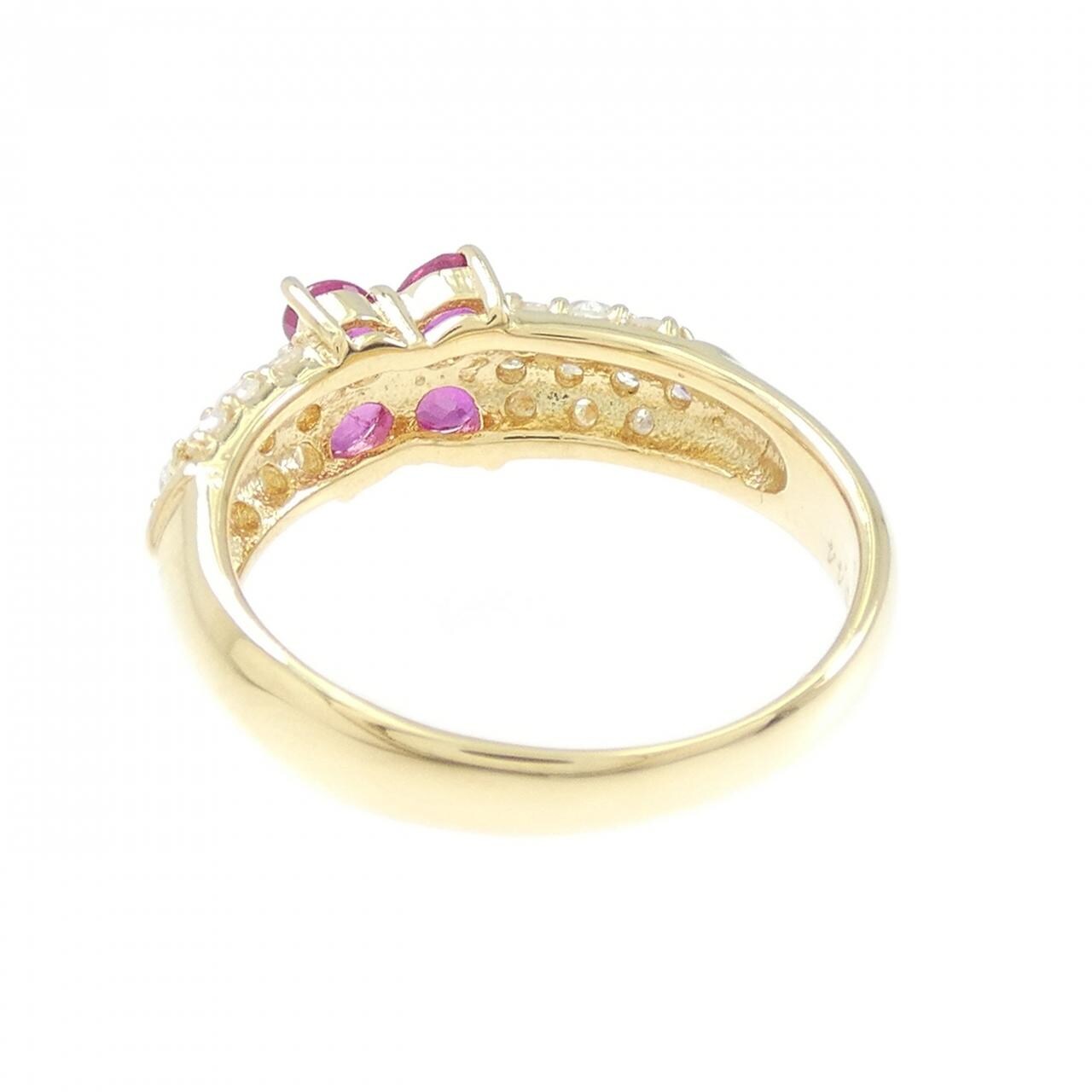 K18YG フラワー ルビー リング 0.52CT