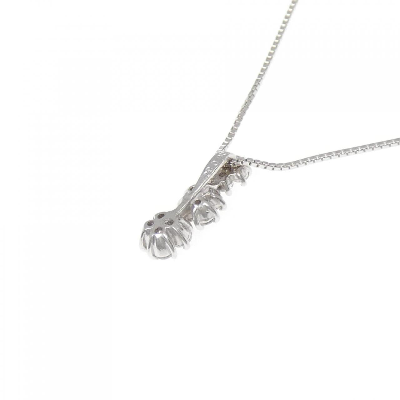 K18WG フラワー ダイヤモンド ネックレス 0.30CT