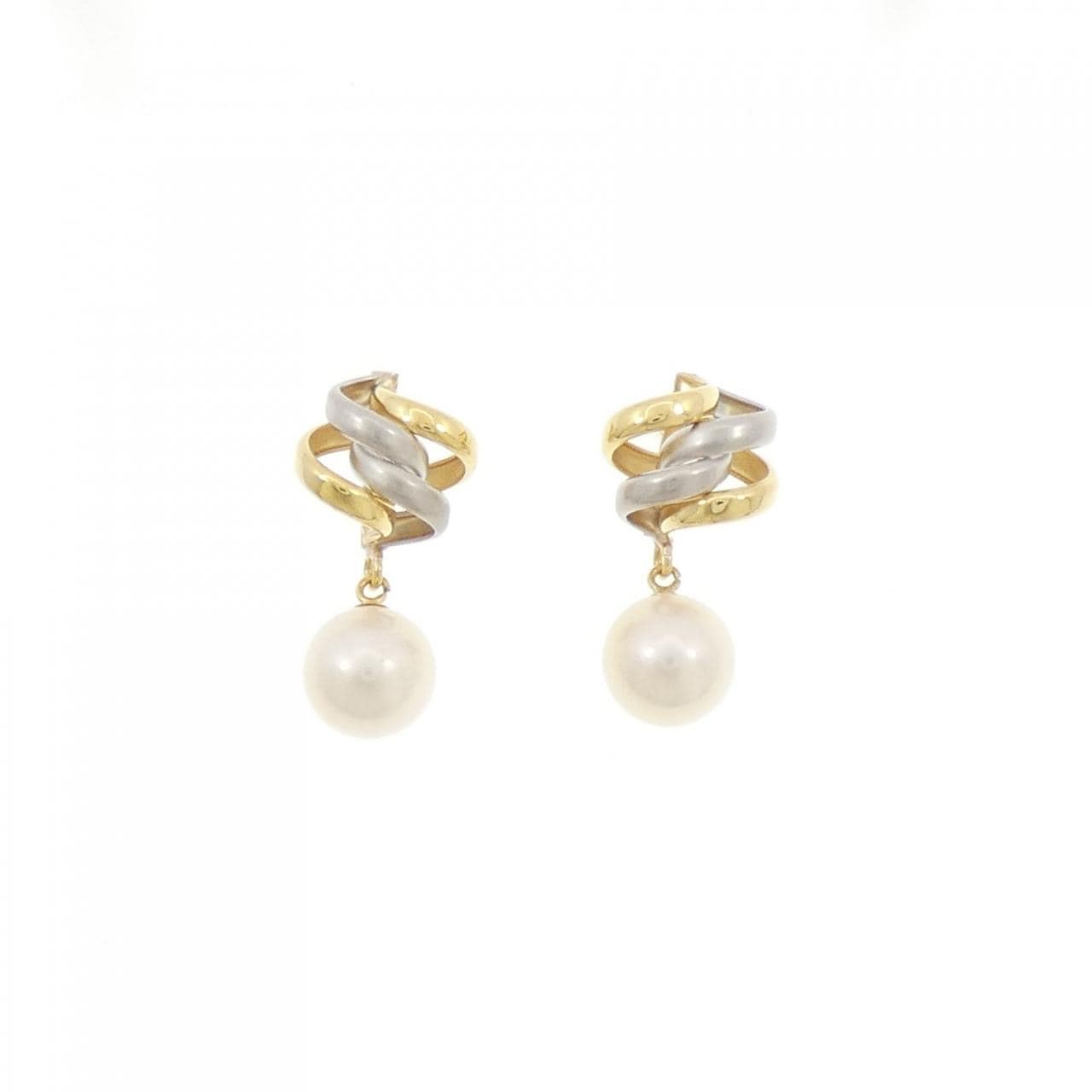 K18YG/PT900 アコヤパール ピアス 6.4mm