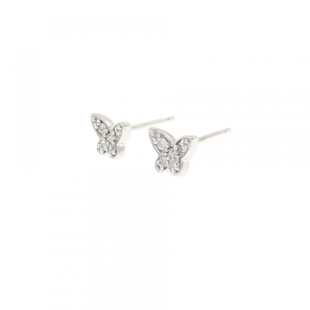 K18WG バタフライ ダイヤモンド ピアス 0.10CT