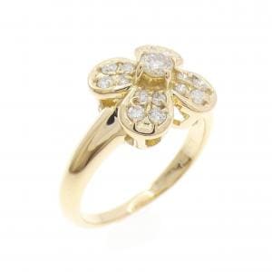 K18YG フラワー ダイヤモンド リング 0.33CT