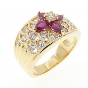 K18YG ルビー リング 0.75CT