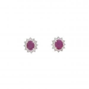 K18WG ルビー ピアス 1.00CT