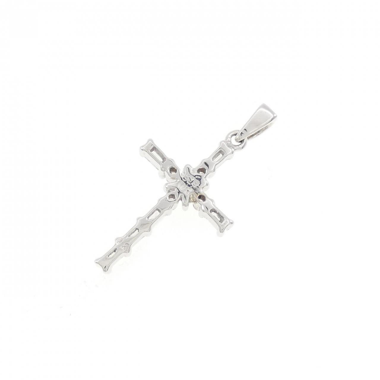 K18WG クロス ダイヤモンド ペンダント 0.2CT