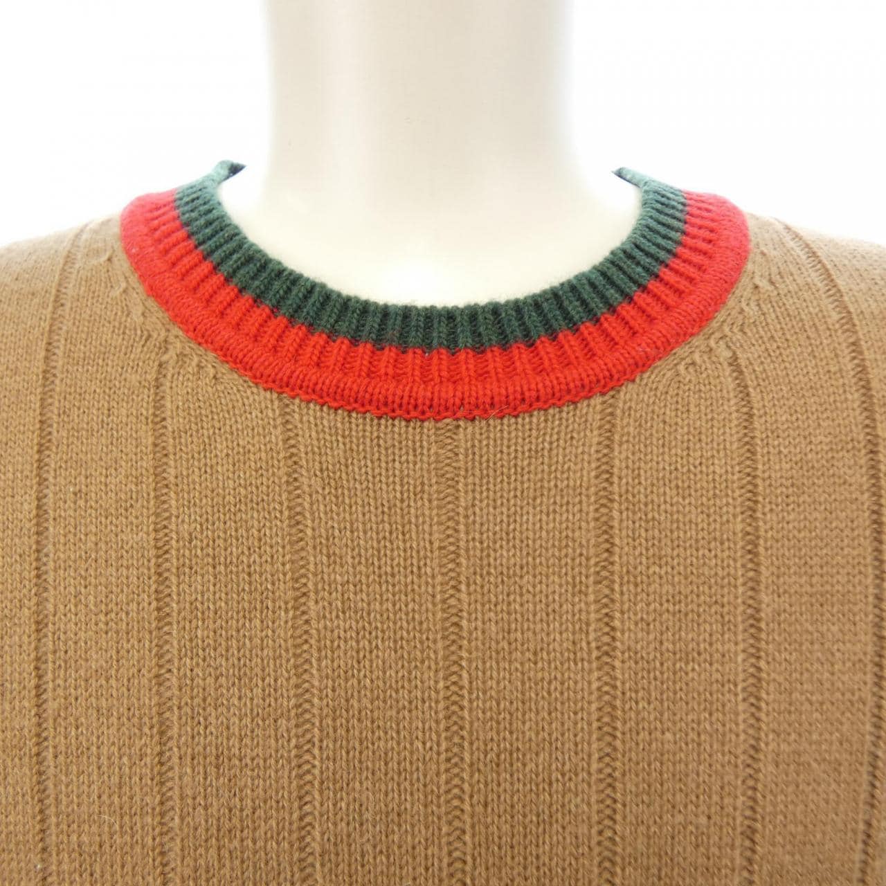 グッチ GUCCI ウェブ ストライプ付き キャメル リブニット セーター 721035 XKB4A ニット