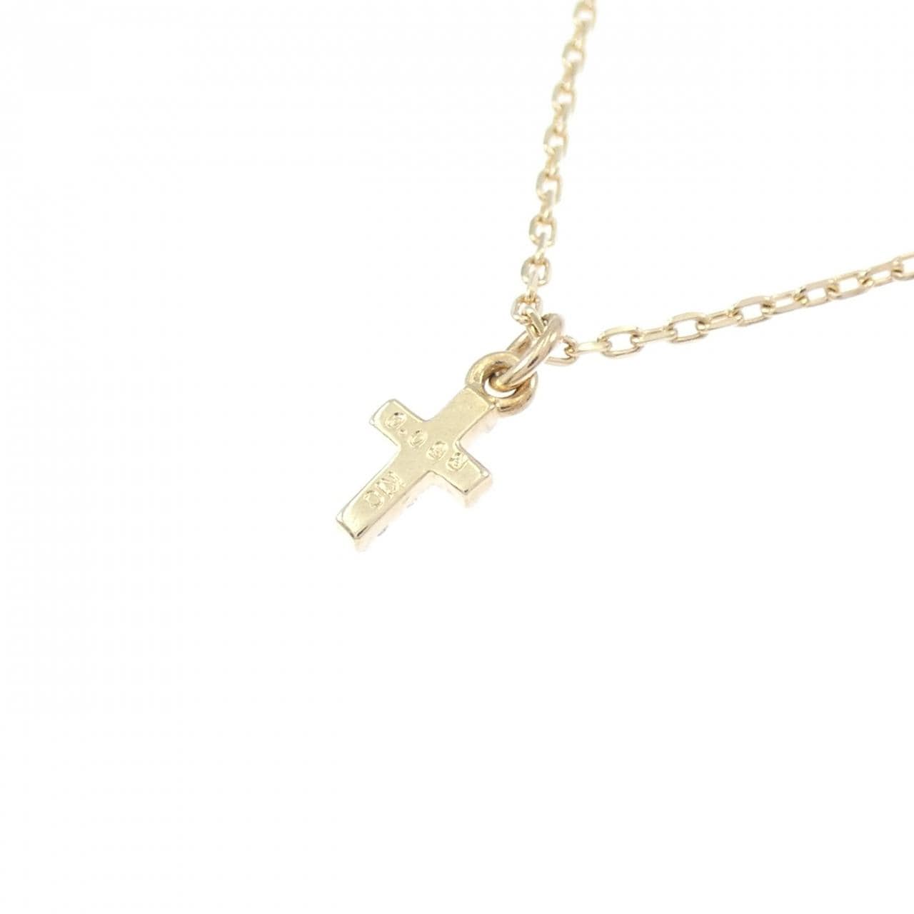 K10PG クロス ダイヤモンド ネックレス 0.033CT