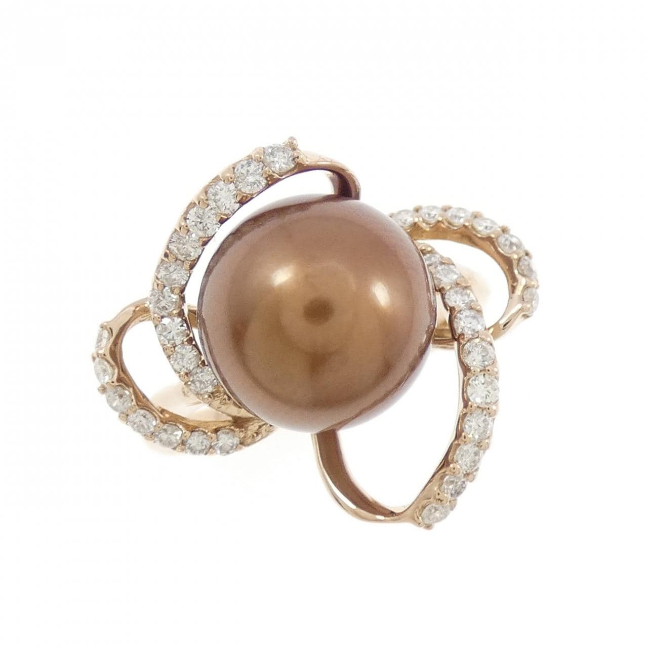 K18PG 黒蝶パール リング 10.4mm