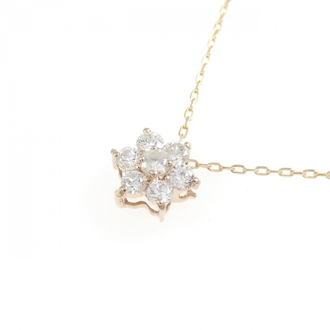 K18PG フラワー ダイヤモンド ネックレス 0.20CT