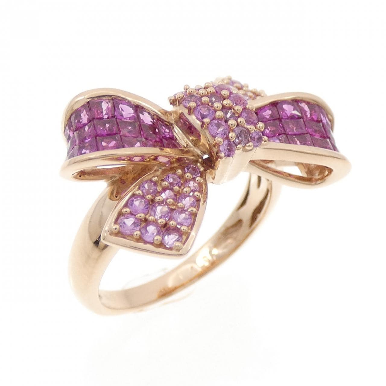 K18PG リボン ルビー リング