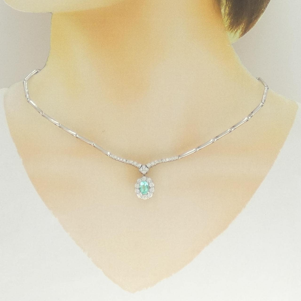 K18WG 帕拉伊巴碧碧璽項鍊 0.83克拉