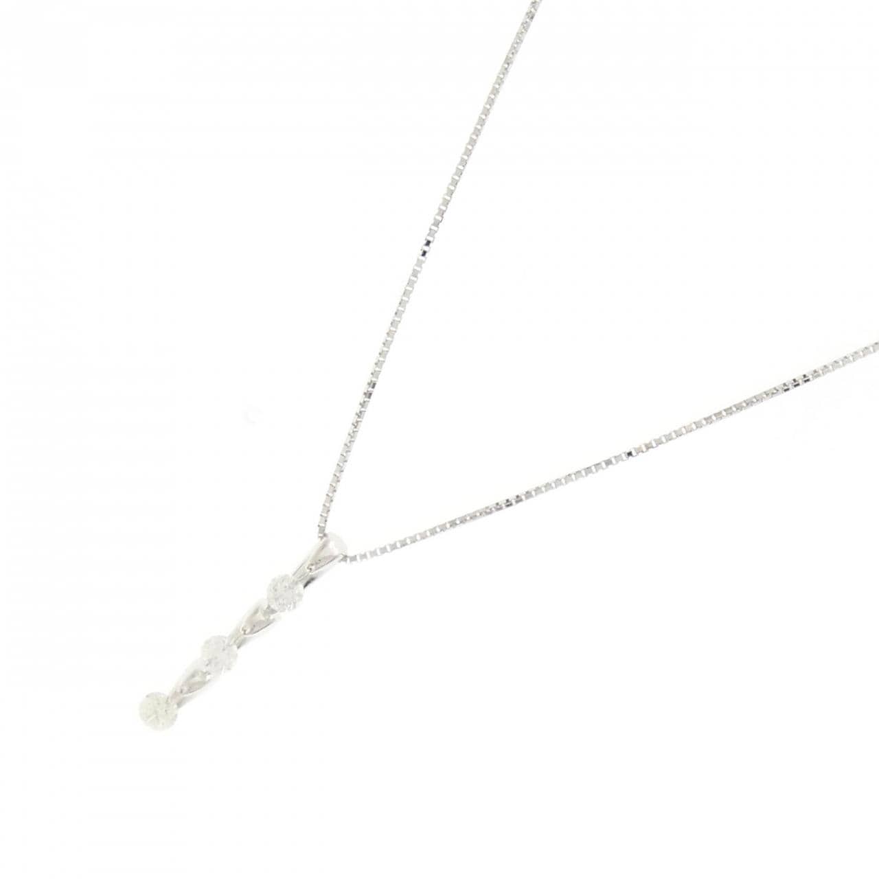 K18WG 三石钻石项链 0.31CT