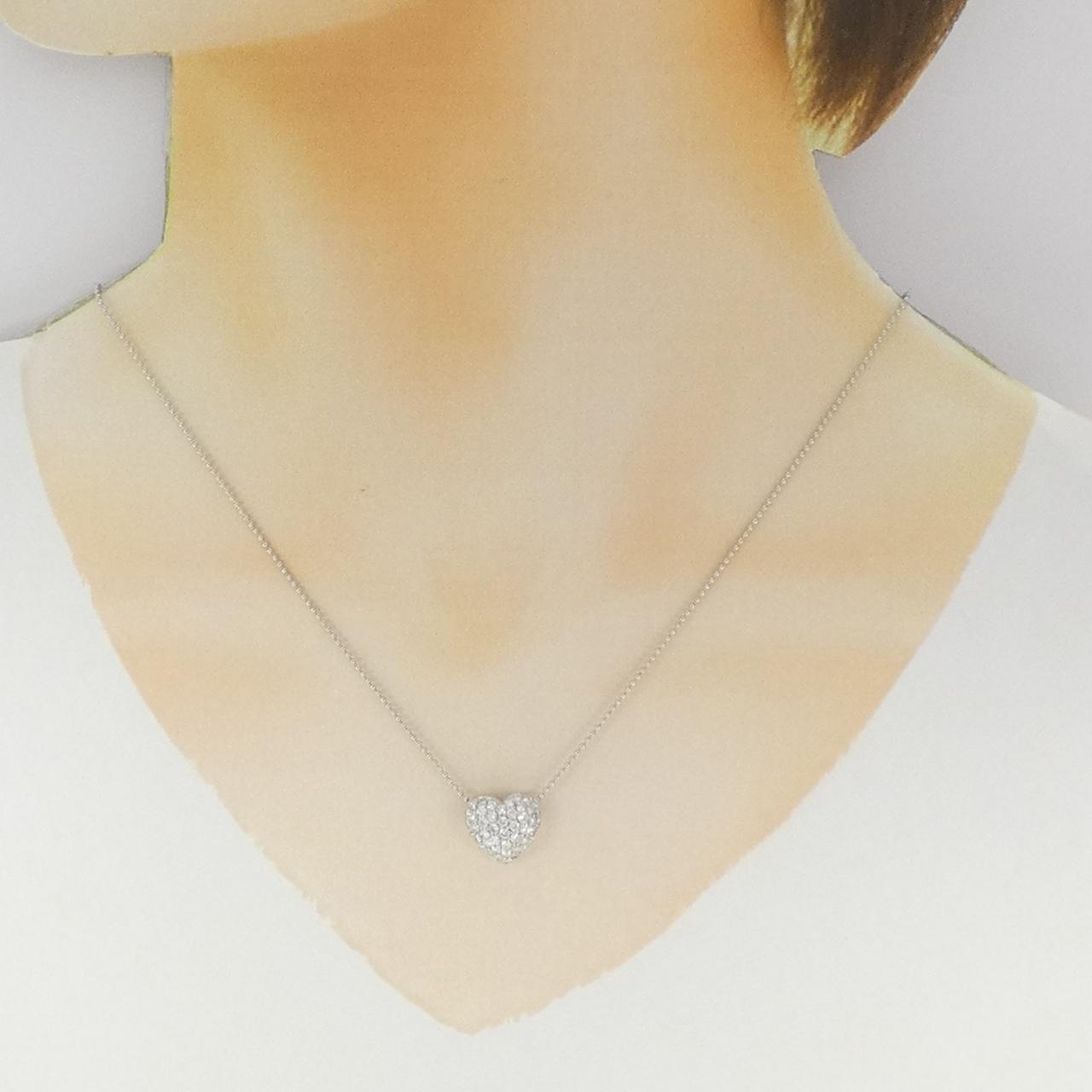 PT900/PT850 パヴェ ハート ダイヤモンド ネックレス 0.80CT