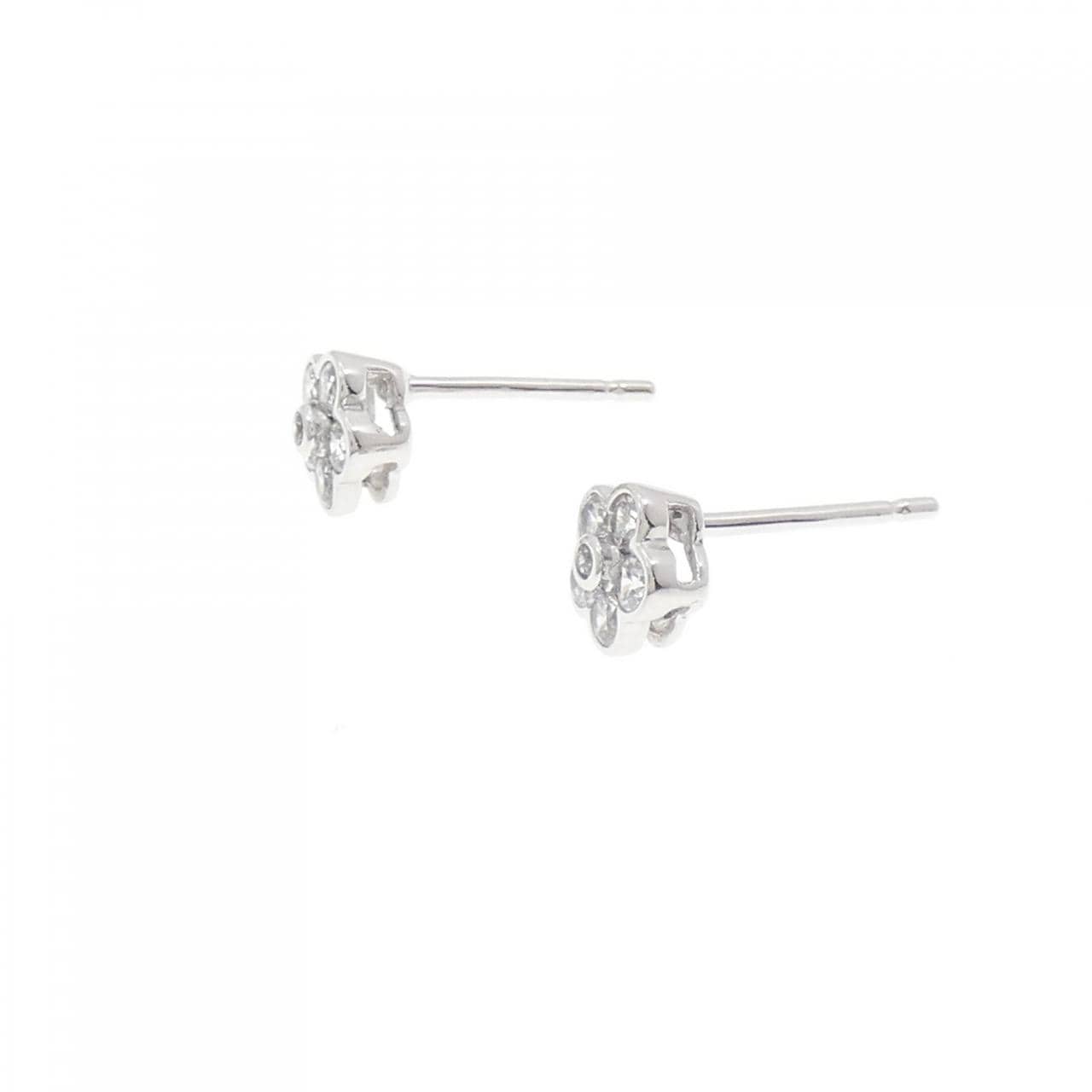 750WG Flower Cubic Earrings