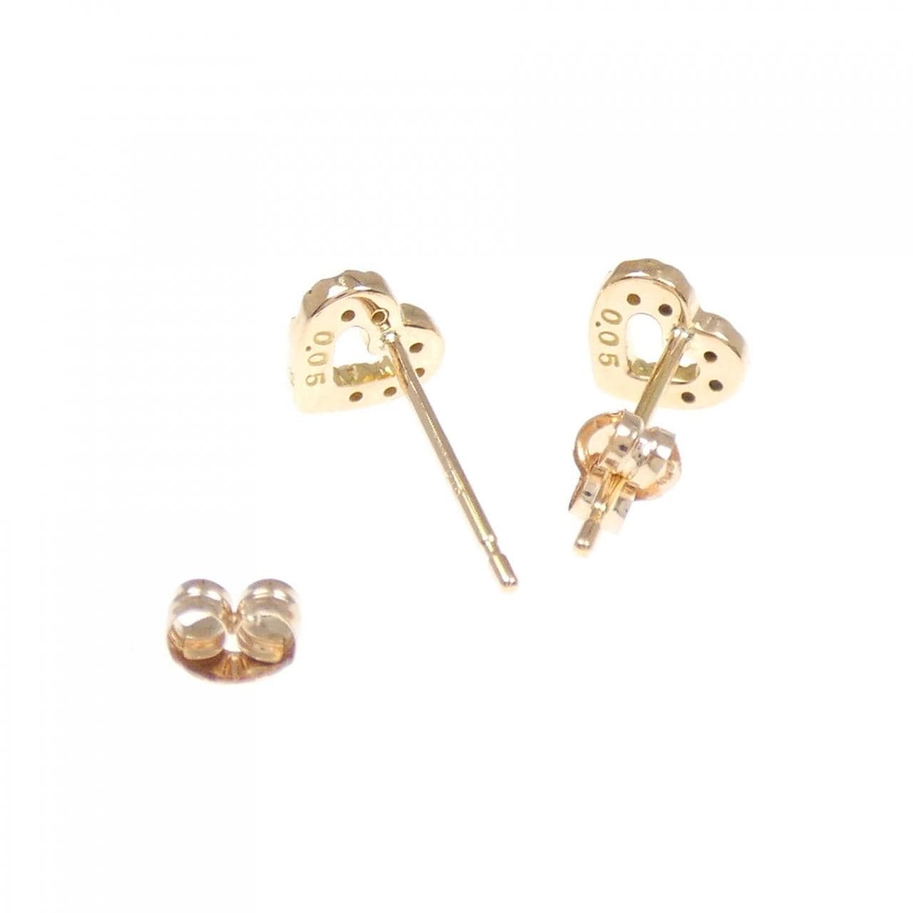 K18PG ハート ダイヤモンド ピアス 0.10CT